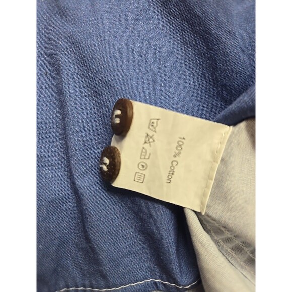 BoozeLeLe 1950s Atomic Rocket Western Button-Down Shirt Mens Medium Blue - Picture 8 of 10